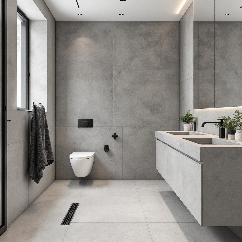 Walk-in shower with hex tile and glass panel
